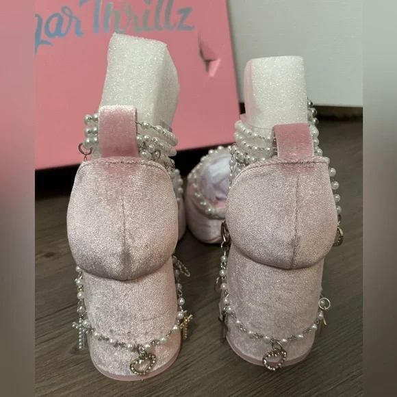 NIB Dolls Kill / Sugar Thrillz Pink Holy Revelation Platform Sandals - Picture 5 of 8